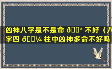 凶神八字是不是命 💮 不好（八字四 🌼 柱中凶神多命不好吗）